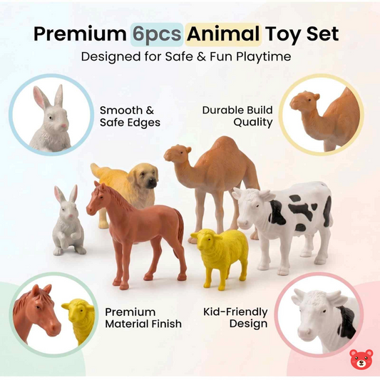 Premium 6-Piece Animal Toy Figure Set – Safe, Durable & Educational Play Set for Toddlers