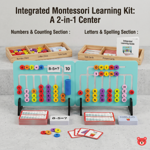 2-in-1 Montessori Alphabet & Math Learning Board