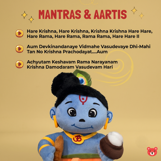 Little Krishna Musical Plush Toy – Soft, Devotional & Baby-Safe Eco-Friendly Toy (28 CM)