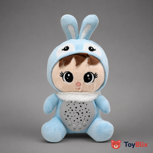 Musical Baby Rabbit Plush Doll with Star Night Light Projector & Soothing Lullabies (28 cm)