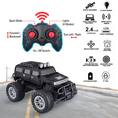 JEEP All-Terrain 4WD Monster Remote Control Car (BLACK AND MAROON COLOUR)