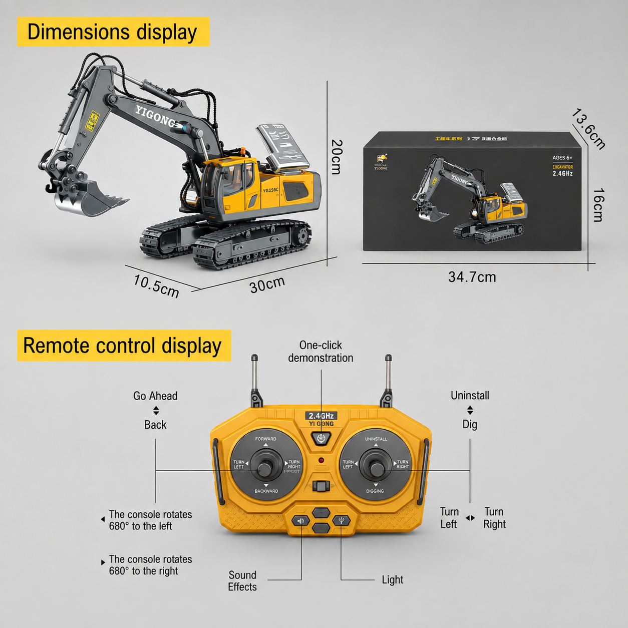 ToyBlix Remote Control JCB Excavator Toy