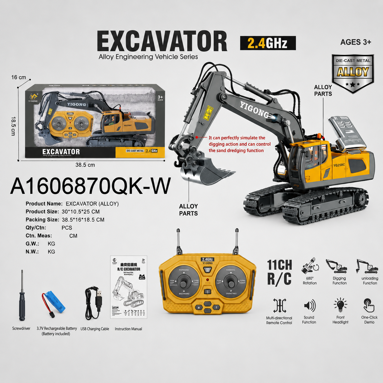 ToyBlix Remote Control JCB Excavator Toy
