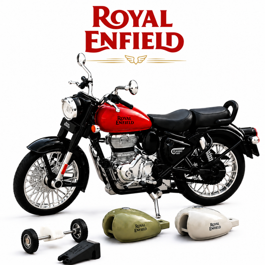 Royal Enfield Classic 350 Die-Cast Toy Bike | Pull Back & 2 Seat Modes