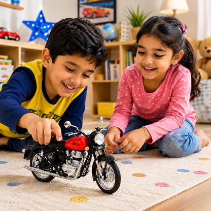 Royal Enfield Classic 350 Die-Cast Toy Bike | Pull Back & 2 Seat Modes