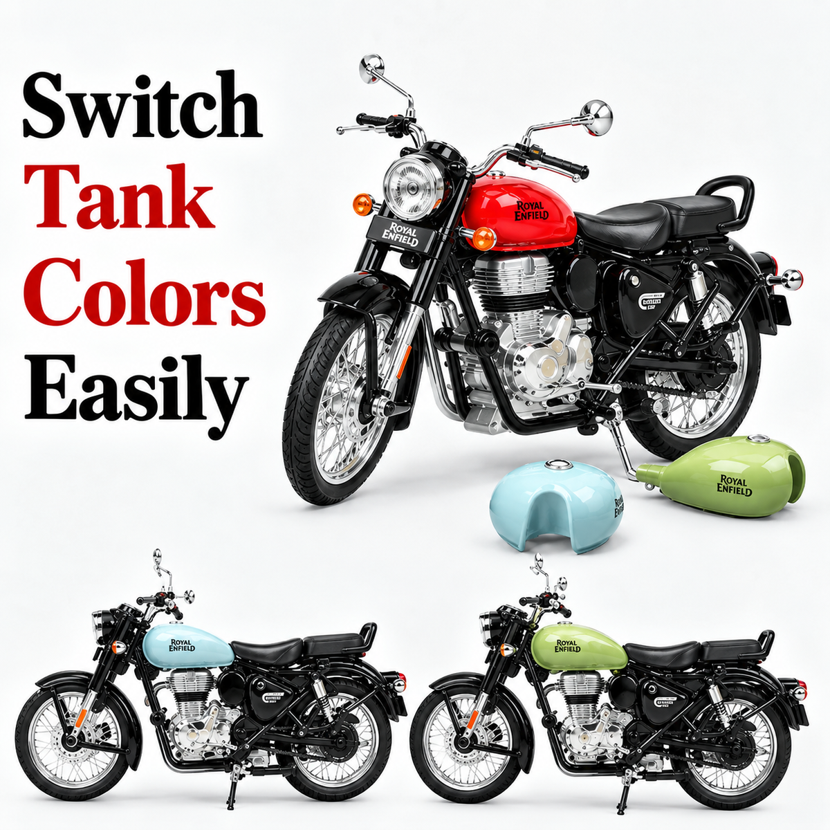 Royal Enfield Classic 350 Die-Cast Toy Bike | Pull Back & 2 Seat Modes