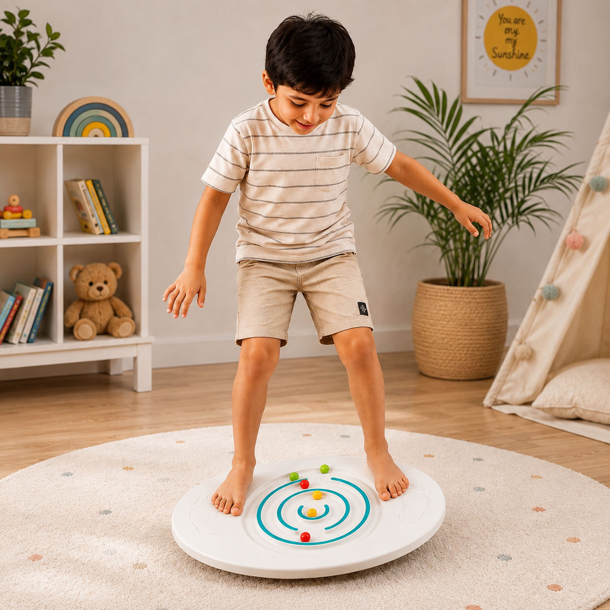 Balancing Board Maze Game with Colorful Balls – Oval Balance Board for Kids
