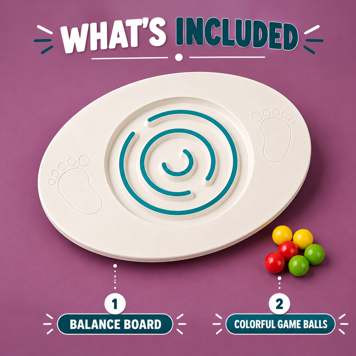 Balancing Board Maze Game with Colorful Balls – Oval Balance Board for Kids