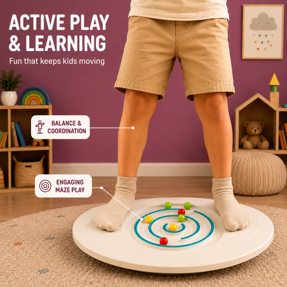 Balancing Board Maze Game with Colorful Balls – Oval Balance Board for Kids