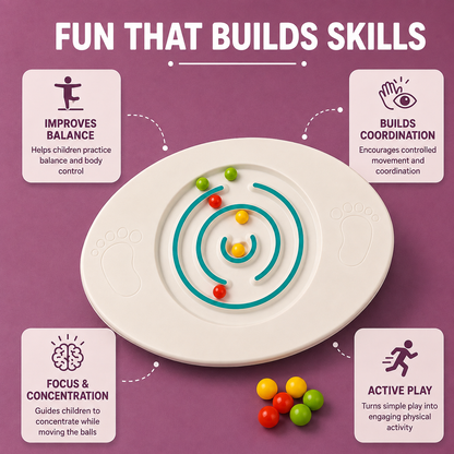 Balancing Board Maze Game with Colorful Balls – Oval Balance Board for Kids