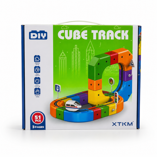 DIY Cube Track: Modern Maglev Train and Building Block Set for Kids (51 Pieces)