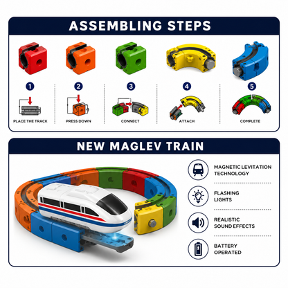 DIY Cube Track: Modern Maglev Train and Building Block Set for Kids (51 Pieces)