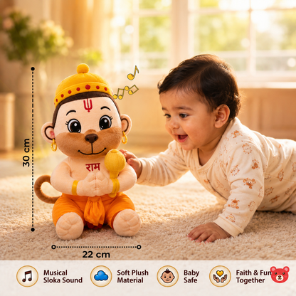Hanumanji Musical Plush Toy – Soft, Devotional & Baby-Safe Eco-Friendly Toy 30CM