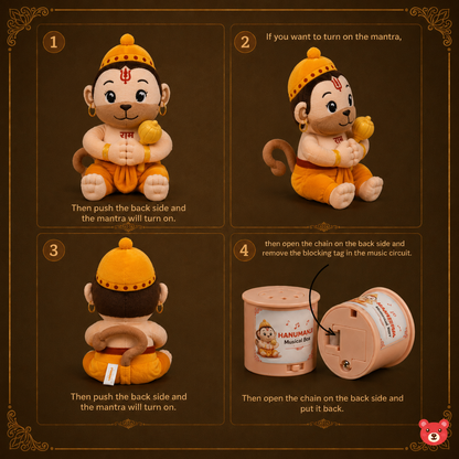 Hanumanji Musical Plush Toy – Soft, Devotional & Baby-Safe Eco-Friendly Toy 30CM