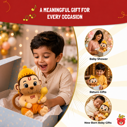 Hanumanji Musical Plush Toy – Soft, Devotional & Baby-Safe Eco-Friendly Toy 30CM