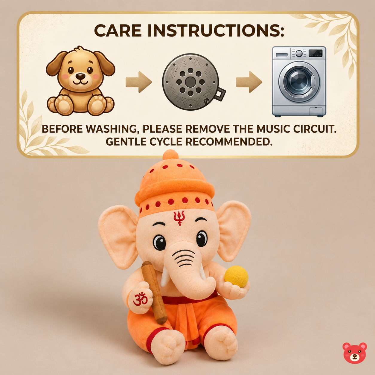 My Ganeshji Musical Plush Toy – Soft, Devotional & Baby-Safe Eco-Friendly Toy (28 CM)