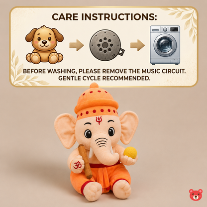 My Ganeshji Musical Plush Toy – Soft, Devotional & Baby-Safe Eco-Friendly Toy (28 CM)