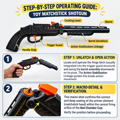 Toy Matchstick Shotgun for Kids | Realistic Design Toy Gun with Trigger & Break-Action GM-01