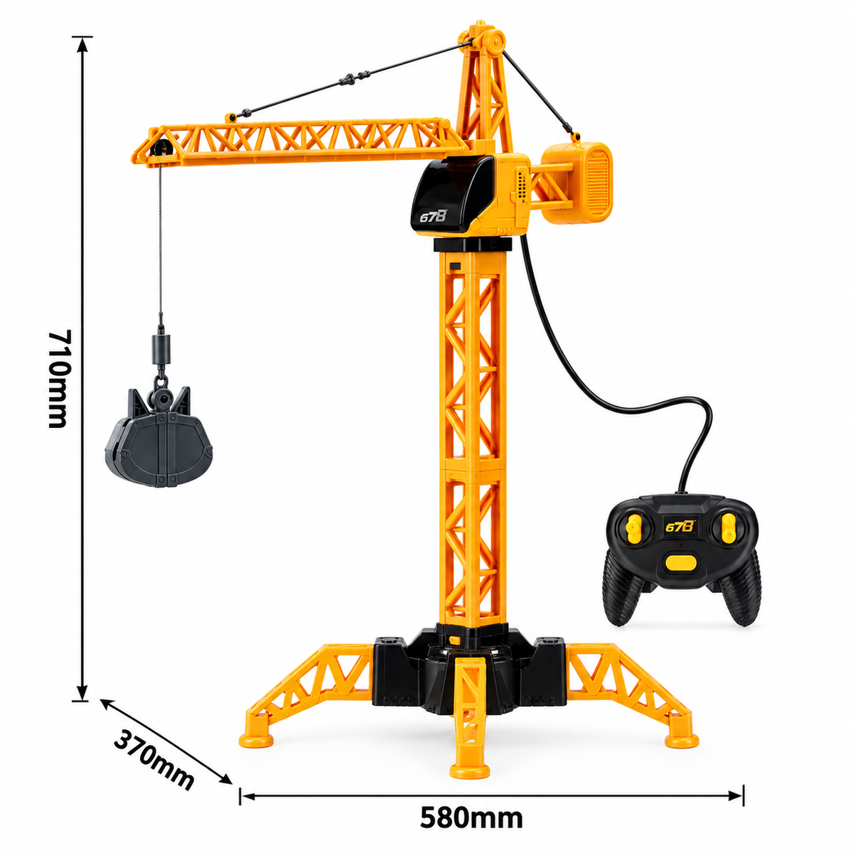 Wired Remote Control Tower Crane Toy for Kids with 360° Rotation & Lifting Hook