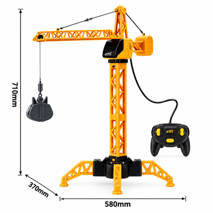 Wired Remote Control Tower Crane Toy for Kids with 360° Rotation & Lifting Hook