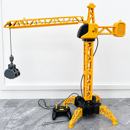 Wired Remote Control Tower Crane Toy for Kids with 360° Rotation & Lifting Hook