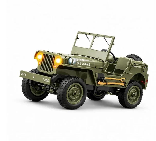Classic Army Jeep with Steering Wheel | Realistic Off-Road R/C Vehicle