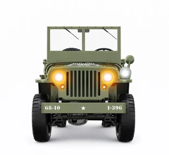 Classic Army Jeep with Steering Wheel | Realistic Off-Road R/C Vehicle