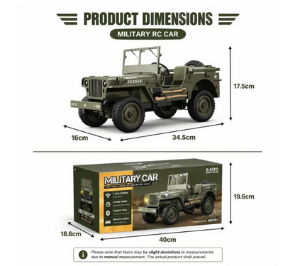 Classic Army Jeep with Steering Wheel | Realistic Off-Road R/C Vehicle