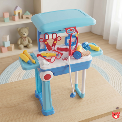 2-in-1 Kids Little Doctor Play Set with Portable Trolley Suitcase