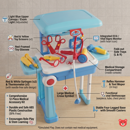 2-in-1 Kids Little Doctor Play Set with Portable Trolley Suitcase