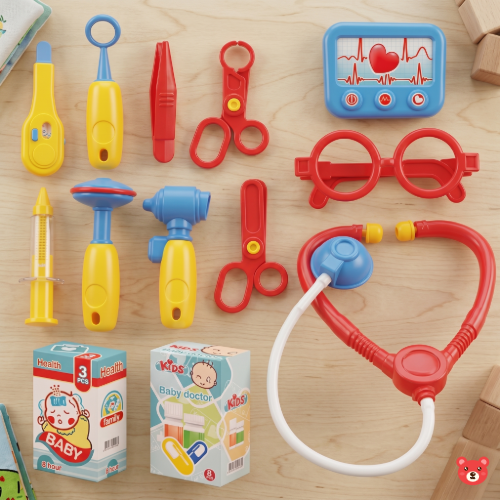 2-in-1 Kids Little Doctor Play Set with Portable Trolley Suitcase