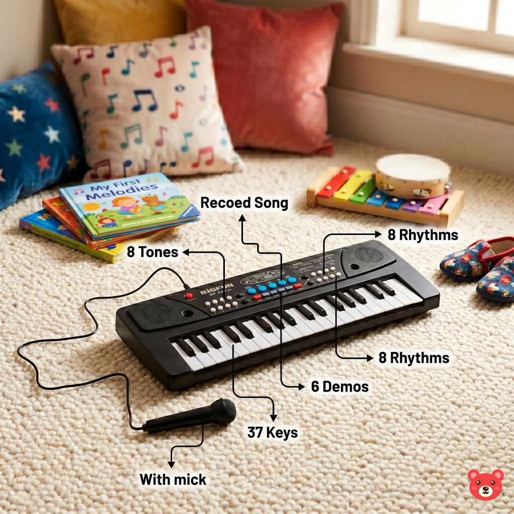 Kids Musical Keyboard Piano with Microphone – Educational Music Toy for Boys & Girls