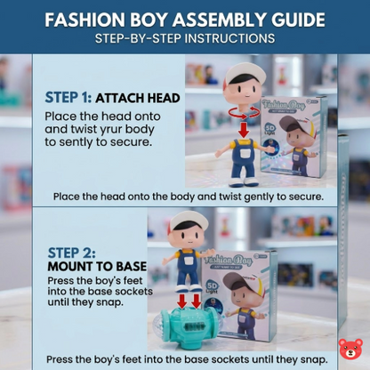 Fashion Boy Interactive Dancing Toy – Battery-Operated Musical Boy Doll with 5D Multi-Color Flash Lights & Omni-Directional Action