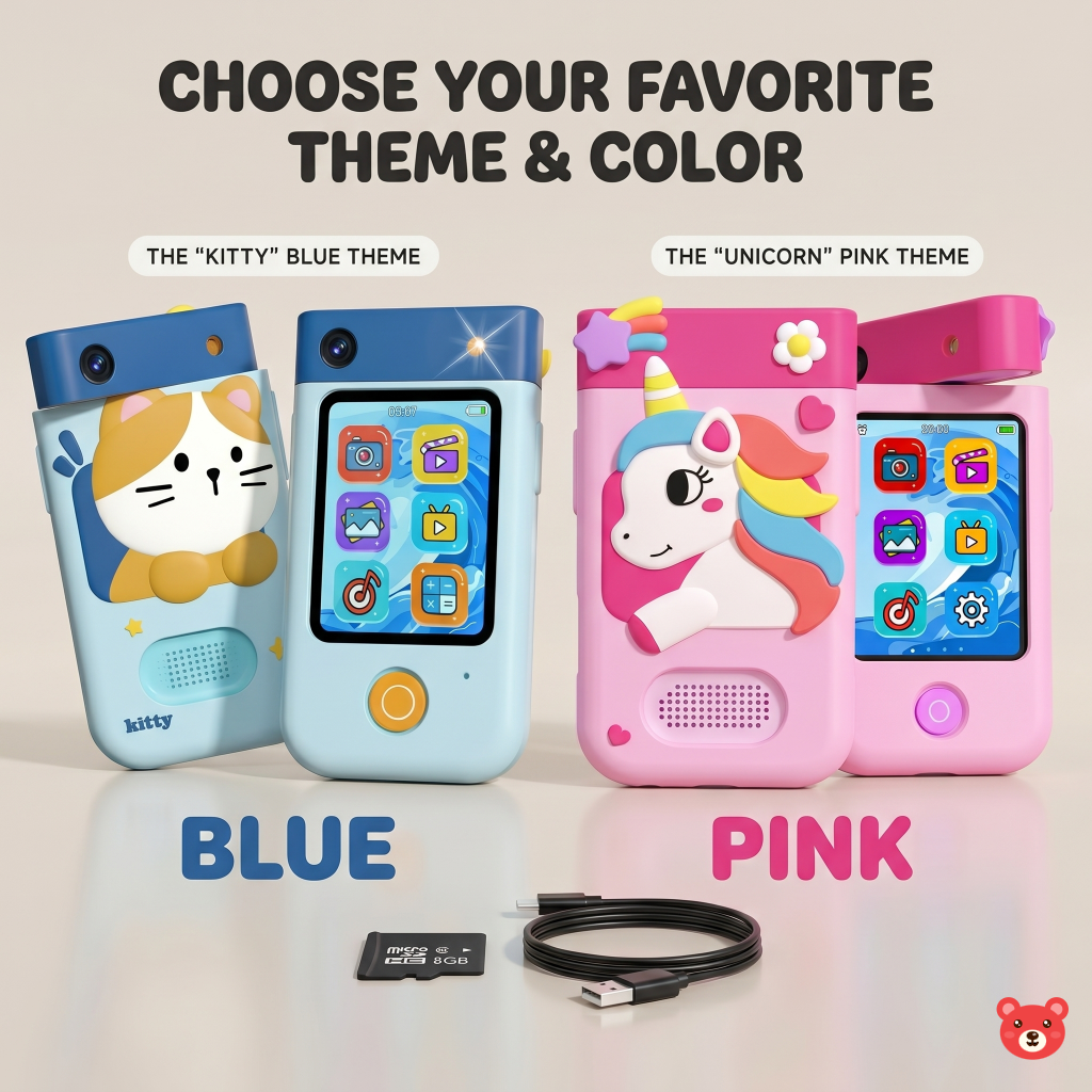 Multi-Functional Kids' Smart Camera Phone with 180° Rotational Lens