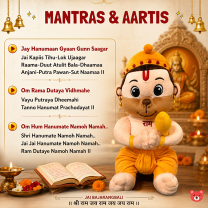 Hanumanji Musical Plush Toy – Soft, Devotional & Baby-Safe Eco-Friendly Toy 30CM