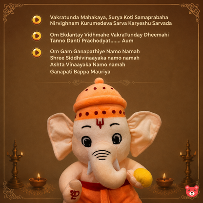 My Ganeshji Musical Plush Toy – Soft, Devotional & Baby-Safe Eco-Friendly Toy (28 CM)