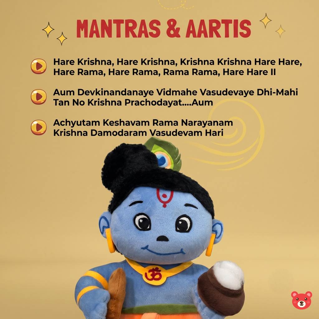 Little Krishna Musical Plush Toy – Soft, Devotional & Baby-Safe Eco-Friendly Toy (28 CM)