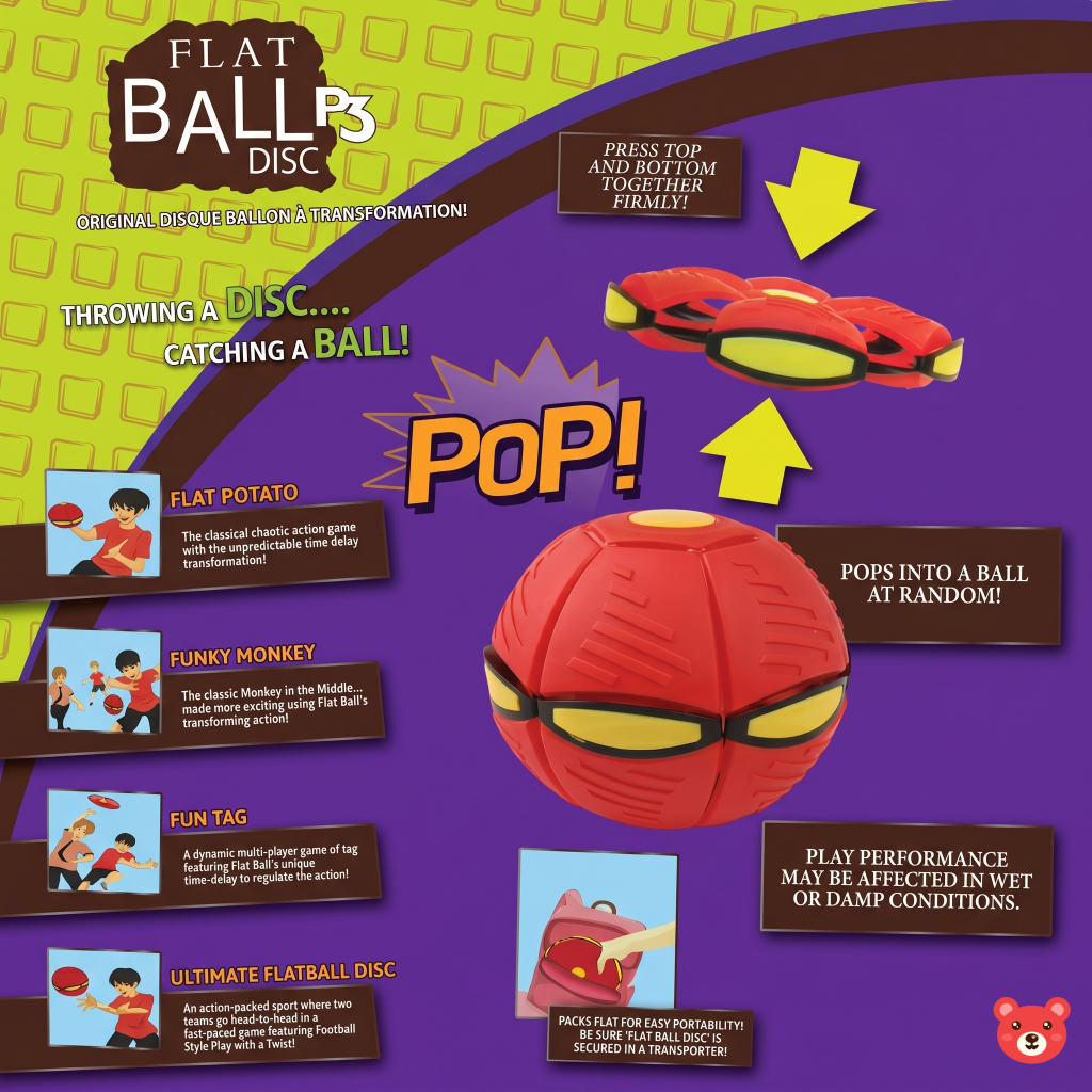 Flat Ball V3 Transforming Flying Disc to Ball Outdoor Toy For Boy & Girl