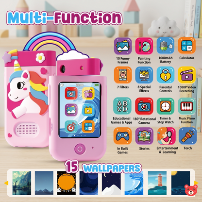 Multi-Functional Kids' Smart Camera Phone with 180° Rotational Lens
