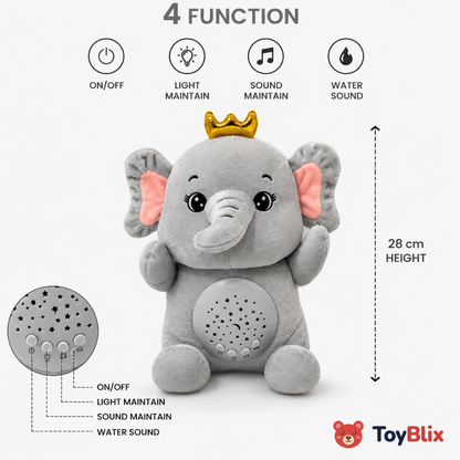Musical Elephant Plush Toy with Star Night Light Projector & Soothing Sounds