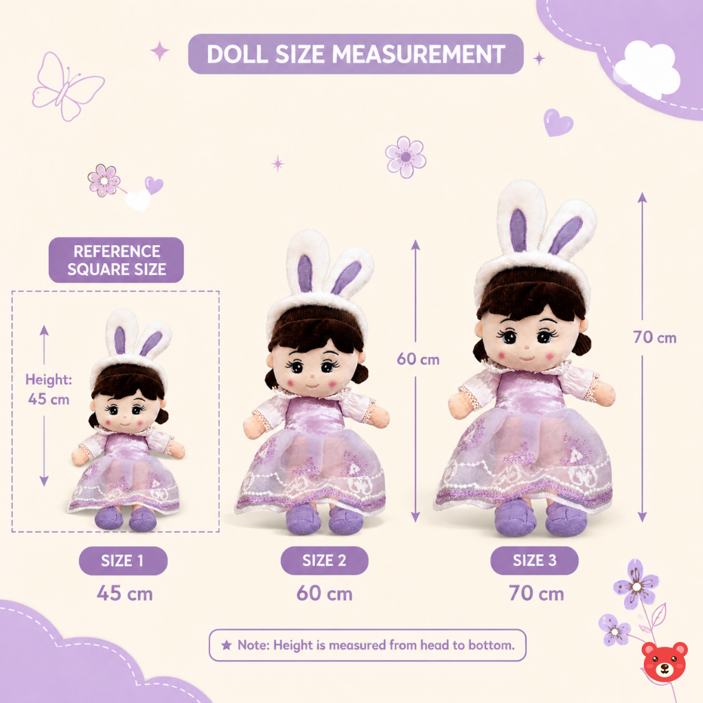Teddy Cute Rabbit Ears Princess Plush Doll (45CM,60CM AND 70CM)