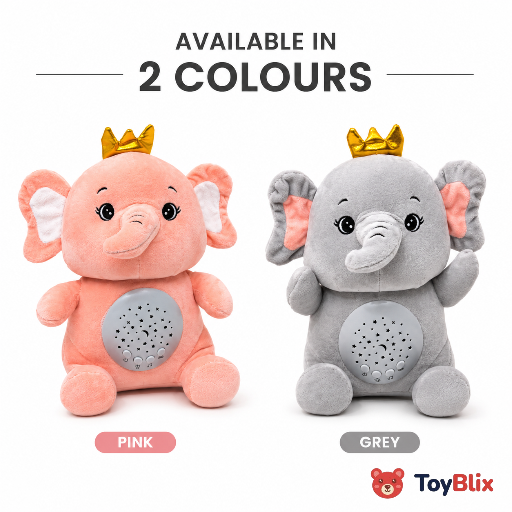 Musical Elephant Plush Toy with Star Night Light Projector & Soothing Sounds