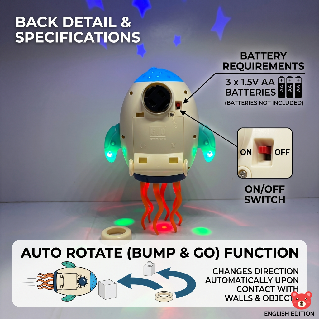 Interactive Electric Space Rocket Toy with Spray & Projection (LIGHTING&MUSICAL)