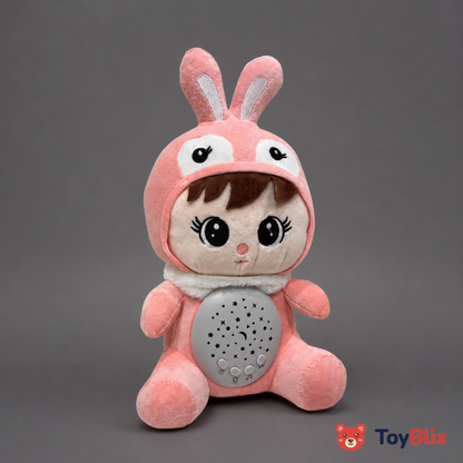 Musical Baby Rabbit Plush Doll with Star Night Light Projector & Soothing Lullabies (28 cm)