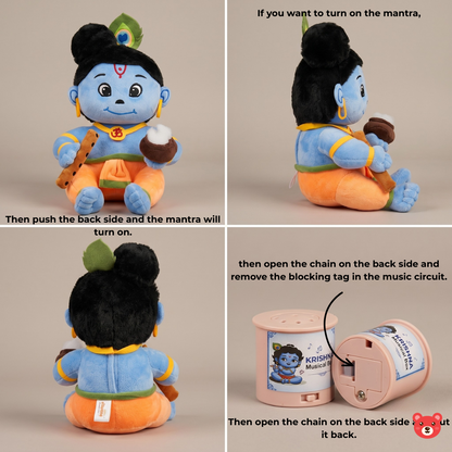 Little Krishna Musical Plush Toy – Soft, Devotional & Baby-Safe Eco-Friendly Toy (28 CM)