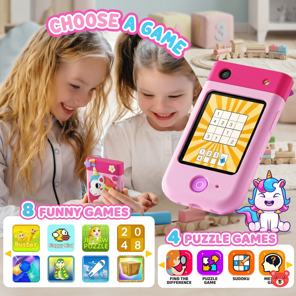 Multi-Functional Kids' Smart Camera Phone with 180° Rotational Lens