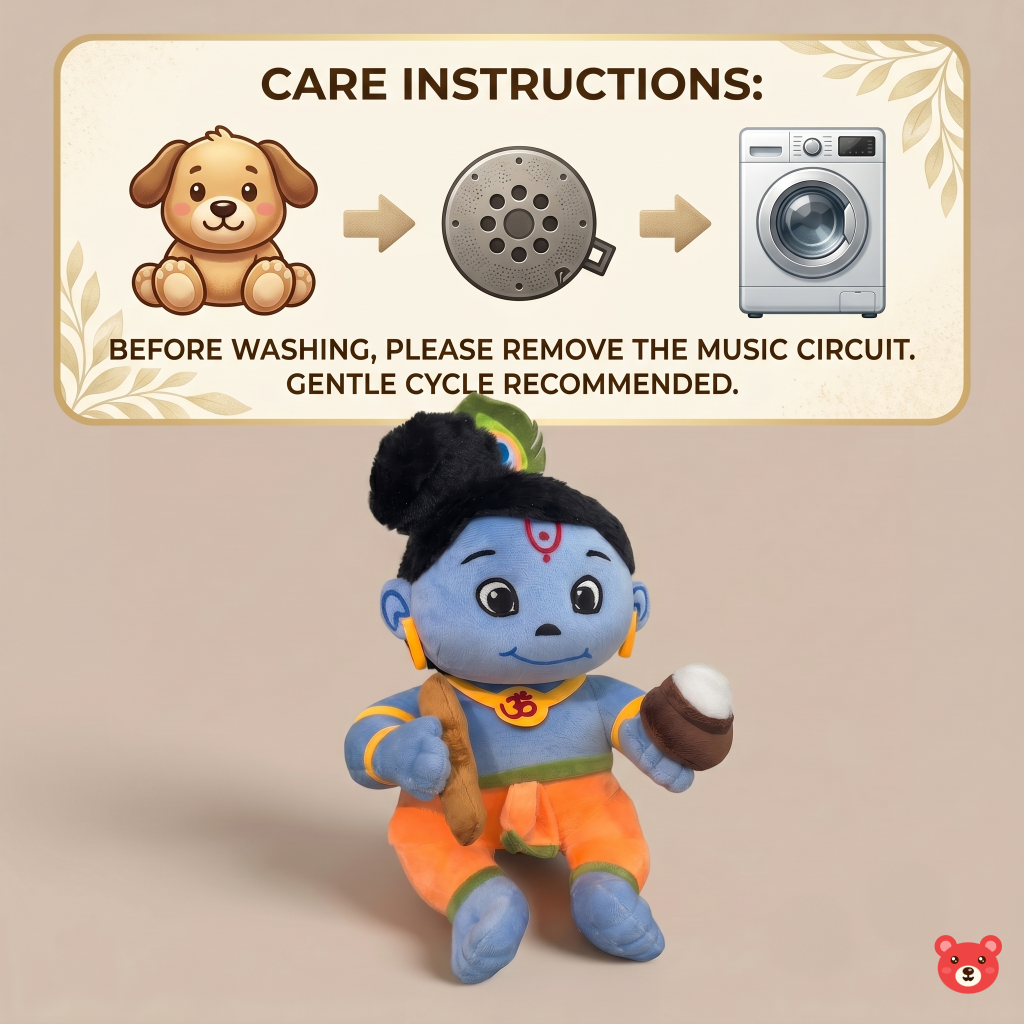 Little Krishna Musical Plush Toy – Soft, Devotional & Baby-Safe Eco-Friendly Toy (28 CM)