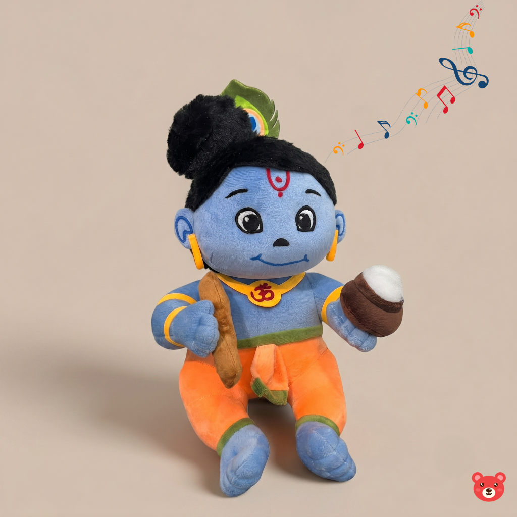 Little Krishna Musical Plush Toy – Soft, Devotional & Baby-Safe Eco-Friendly Toy (28 CM)
