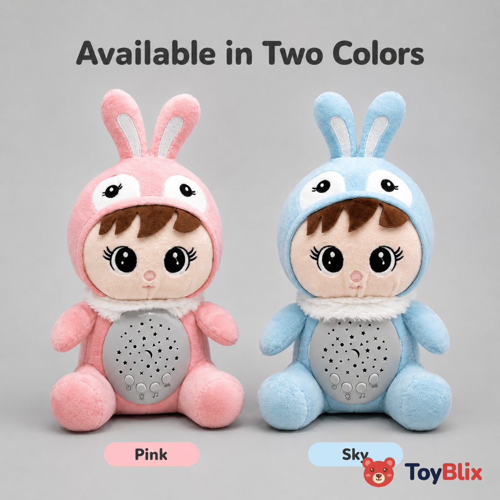 Musical Baby Rabbit Plush Doll with Star Night Light Projector & Soothing Lullabies (28 cm)