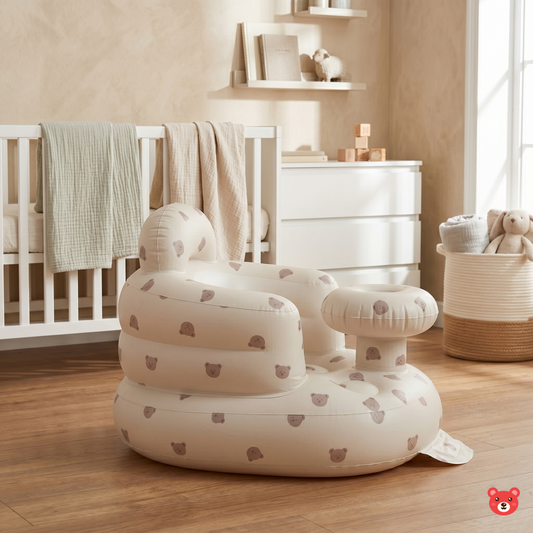 Premium Inflatable Baby Support Seat – Ergonomic Learning-to-Sit Chair with Built-in Air Pump and Bath Drain Holes